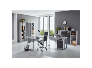 4260593565997 - Bmg-moebelde - bmg Möbel Büromöbel-Set Office Edition Set 5 grau  anthrazit hochglanz - Grau