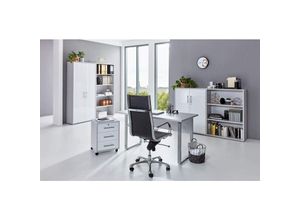 4260593566024 - Bmg-moebelde - bmg Möbel Büromöbel-Set Office Edition Mini Set 1 grau   weiß Hochglanz - Grau