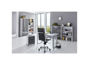 4260593566079 - Bmg-moebelde - bmg Möbel Büromöbel-Set Office Edition Mini Set 1 grau   anthrazit hochglanz - Grau