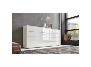 4260593577310 - BMG Möbel Sideboard »Mailand Set 1« (Kommode Schubladenkommode Anrichte) mit weiß lackierten Hochglanzfronten und hochwertigen push-to-open