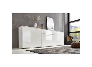 4260593577358 - Sideboard »Mailand Set 5« (Kommode Anrichte Aktenschrank) mit weiß lackierten Hochglanzfronten und hochwertigen push-to-open Beschlägen - Weiß - Bmg