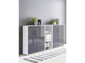 4260593577525 - Abschließbare Regalwand Schrankwand Office Edition Set 8 weiß   anthrazit - Weiß - Bmg Möbel