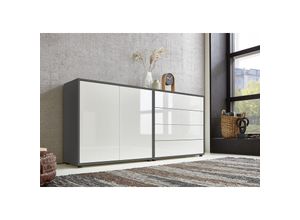 4260593581362 - Bmg Möbel - Sideboard Mailand Set 3 (Schubladenkommode Kommode Anrichte in anthrazit weiß) Push-to-open-Funktion - Grau