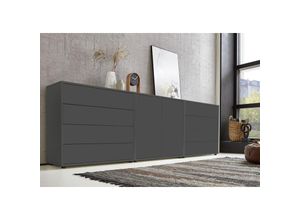 4260593581379 - Bmg Möbel - Sideboard Mailand Set 4 (Schubladenkommode Kommode Anrichte in anthrazit) Push-to-open-Funktion - Grau