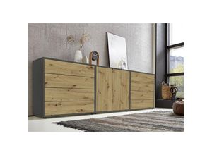 4260593581386 - Bmg Möbel - Sideboard Mailand Set 4 (Schubladenkommode Kommode Anrichte in anthrazit Artisan Eiche) Push-to-open-Funktion - Grau