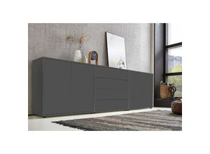 4260593581409 - Bmg Möbel - Sideboard Mailand Set 5 (Schubladenkommode Kommode Anrichte in anthrazit) Push-to-open-Funktion - Grau