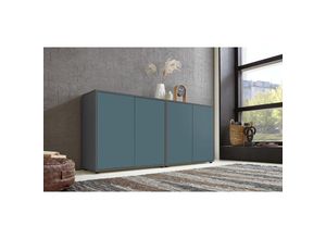 4260593581669 - Bmg Möbel - Sideboard Mailand Set 2 (Schubladenkommode Kommode Anrichte in anthrazit Petrol) Push-to-open-Funktion - Grau