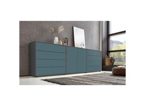 4260593581683 - Bmg Möbel - Sideboard Mailand Set 4 (Schubladenkommode Kommode Anrichte in anthrazit Petrol) Push-to-open-Funktion - Grau