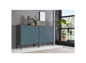 4260593581980 - Bmg Möbel - Sideboard Mailand Set 2 grifflos Metallfüße Anthrazit  Petrol - Grau