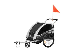 4260595753958 - 360° drehbarer Fahrradanhänger 2in1 Jogger - in Grau - Black Edition