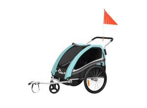 4260595753965 - 360° drehbarer Fahrradanhänger 2in1 Jogger - in Türkis - Black Edition