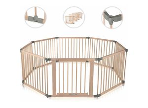 4260595754139 - Laufgitter aus Holz 8 Elemente - individuell verstellbar - premium in Grau - Baby Vivo