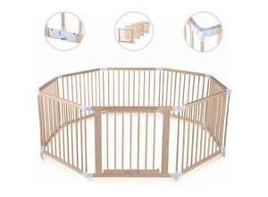 4260595754146 - Laufgitter aus Holz 8 Elemente - individuell verstellbar - premium in Weiß - Baby Vivo