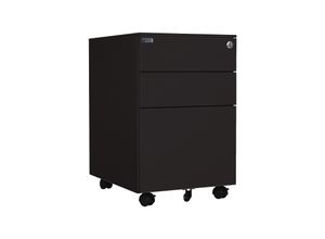 4260595754597 - Makika - Rollcontainer abschließbar mit Schubladen und Rollen 60x39x50cm in Schwarz