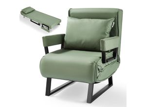 4260595755112 - Makika Schlafsessel Schlafsofa Rio klappbar - Kunstleder in Grün