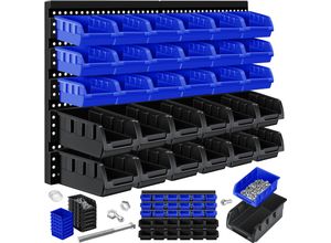 4260598873509 - Stapelboxen Wandregal 32tlg Box Sichtlagerkästen Schüttenregal Steckregal Schwarz Blau - Schwarz   Blau - Masko