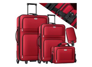 4260598876098 - KESSER® 4tlg Trolley Kofferset Reisekoffer Set mit Rollen Komplettes Business 4er Set S M L XL Netzfach Rollen Teleskopgriff Koffer Reisetaschen Stoffkoffer Handgepäck