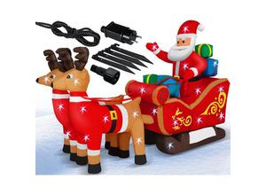 4260598879112 - KESSER® Aufblasbarer Weihnachtsmann mit Schlitten XXL Nikolaus Rentiere Weihnachten Santa Claus Deko LED Beleuchtet inkl Befestigungsmaterial Weihnachtsdekoration Weihnachtsdeko