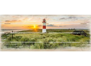 4260600522494 - Holzbild WALL-ART Leuchtturm auf Sylt Bilder Gr B H T 100 cm x 40 cm x 36 cm Strand bunt Holzbilder Holzschild modern