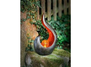 4260600845074 - Dekoleidenschaft - Solar led Deko Flamme Gartendeko in Bronze & Gold Dekoobjekt Skulptur Solarleuchte mit Dämmerungssensor Dekoleuchte für