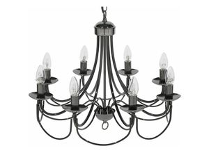 4260602370130 - Kronleuchter Schwarz Metall 8-flammig Vintage Glamour Stil - Schwarz