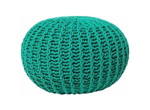 4260602370215 - Beliani - Pouf Smaragdgrün 100% Baumwolle Rund Elegant Modern - Grün