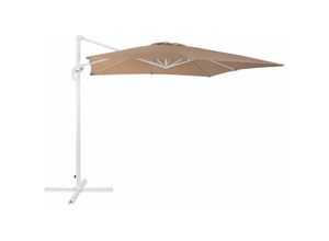 4260602371007 - Beliani - Sonnenschirm Sandbeige Polyester quadratische Form 250 x 250 x 235 cm Terrasse Balkon Garten - Weiß