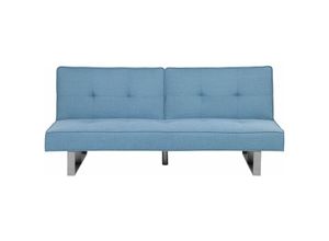 4260602371953 - Beliani - Sofa Blau Polsterbezug 3-Sitzer Schlaffunktion Modern Wohnzimmer