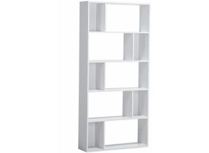 4260602373612 - Bücherregal Weiß mdf Platte Spanplatte 174 x 83 x 23 cm Skandinavisch Minimalistisch Viel Fächer Viel Stauraum Wohnzimmer - Weiß