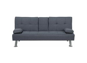 4260602373827 - 3-Sitzer Sofa Dunkelgrau Stoffbezug Gesteppt mit Schlaffunktion Integriertem Tisch Klapparmlehne Modern Skandi Wohnzimmer Schlafsofa Sofabett - Silber 4260602373827 - 3-Sitzer Sofa Dunkelgrau Stoffbezug Gesteppt mit Schlaffunktion Integriertem Tisch Klapparmlehne Modern Skandi Wohnzimmer Schlafsofa Sofabett - Silber