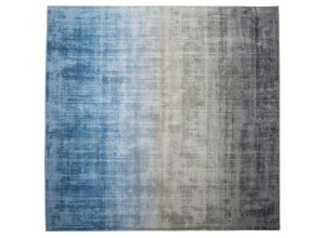 4260602375104 - Beliani - Teppich Grau Blau Kunstseide Baumwolle 200 x 200 cm Ombre Muster Handgewebt Quadratisch - Beige