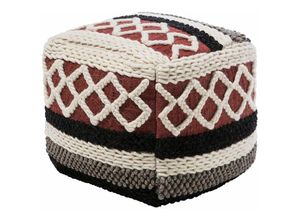 4260602375722 - Beliani - Pouf Bunt Wolle Baumwolle Dekomuster Sitzpouf Boho-Stil - Braun