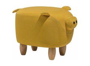 4260602376118 - Beliani - Verspielter Schweinchen-Hocker in Gelb Tierhocker für Kinder Piggy - Gelb