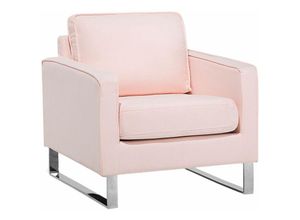 4260602376484 - Beliani - Retro Sessel Polsterbezug Füße aus Edelstahl rosa Vind - Rosa