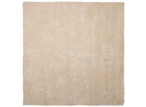 4260602376798 - Beliani - Teppich Hellbeige Polyester 200 x 200 cm Quadratisch Hochflor Modern Maschinengetuftet Fußbodenheizung Geeignet Wohnzimmer Schlafzimmer Flur