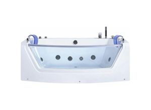 4260602377016 - Beliani - Whirlpool-Badewanne Weiß 175 x 85 cm mit Farblichttherapie Wasserfall Sichtfenster Modern