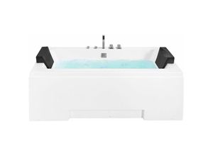 4260602377023 - Beliani - Whirlpool-Badewanne Weiß 170 x 75 cm mit Farblichttherapie Wasserfall Modern