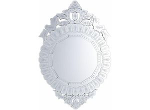 4260602377146 - Beliani - Wandspiegel Silber MDF Glas Oval 70 cm Elegant Glamour