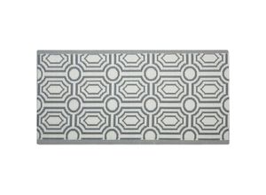 4260602378693 - Beliani - Outdoor Teppich Grau Weiß Polypropylen 90 x 180 cm Modern Jacquardgewebt Rechteckig