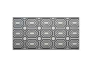 4260602378709 - Beliani - Outdoor Teppich Schwarz Weiß Polypropylen 90 x 180 cm Modern Jacquardgewebt Rechteckig