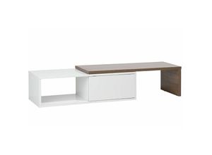 4260602379324 - Beliani - tv Möbel Dunkler Holzfarbton Weiß mdf Platte 2932 x 110159 x 40 cm Modern Elegant Glamourös Schick Praktisch Wohnzimmer - Weiß