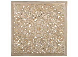 4260602379348 - Beliani - Wanddekoration Braun 60 x 60 cm mit eleganten Ornamenten Quadratisch Orientalisch Modern - Heller Holzfarbton