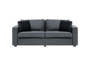 4260602379539 - Beliani - Sofa Grau Samtstoff 3-Sitzer mit Holzbeinen 2 Kissen Armlehnen Freistehend Modern Industriell Wohnzimmer Ausstattung Möbel Couch Sitzmöbel