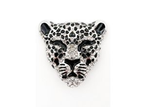 4260602550457 - Brosche FIRETTI Schmuck Geschenk Ansteckschmuck Leopard Broschen schwarz (metallfarben schwarz weiß weiß) Damen mit Strasssteinen