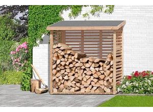 4260603359226 - Mega-Holz Kaminholzregal Kaminholzregal KAMO L mit Rückwand BxTxH200x75x200 cm