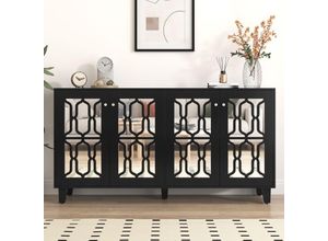 4260612237218 - Sideboard mit Spiegelelementen und geometrischem Trellis-Muster Kommode mit Spiegelfront Anrichte mit großem Stauraum B H T160 84 40