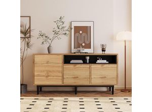 4260612237461 - Sideboard im Landhausstil mit Metallfüße Anrichte aus Holz mit verstellbaren Einlegböden Kommode in Wildeichefarbe B 160cm