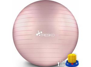 4260613491664 - Tresko - Gymnastikball (Rose-Gold 55cm) mit Pumpe Fitnessball Yogaball Sitzball Sportball Pilates Ball Sportball