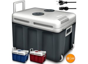 4260613494085 - Kühlbox elektrisch 40L Grau mit Rollen Mini-Kühlschrank 230 v und 12 v für kfz Auto Camping kühlt & wärmt ECO-Modus - Tillvex