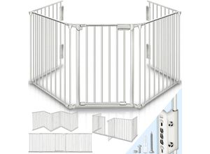 4260613498748 - KIDUKU® Kaminschutzgitter Baby Grau - 420 cm Länge Absperrgitter Ofenschutzgitter Laufstall Türschutzgitter